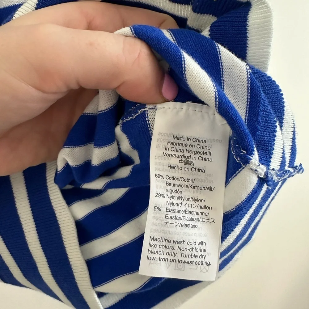 J. Crew Royal Blue & White Striped Button-Up Cardigan Cotton Blend Size XS